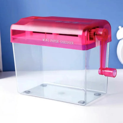 Mini Manual Paper Shredder – ABS Hand-Crank Document Shredder with Transparent Design, Eco-Friendly Portable Cutting Tool for Home & Office