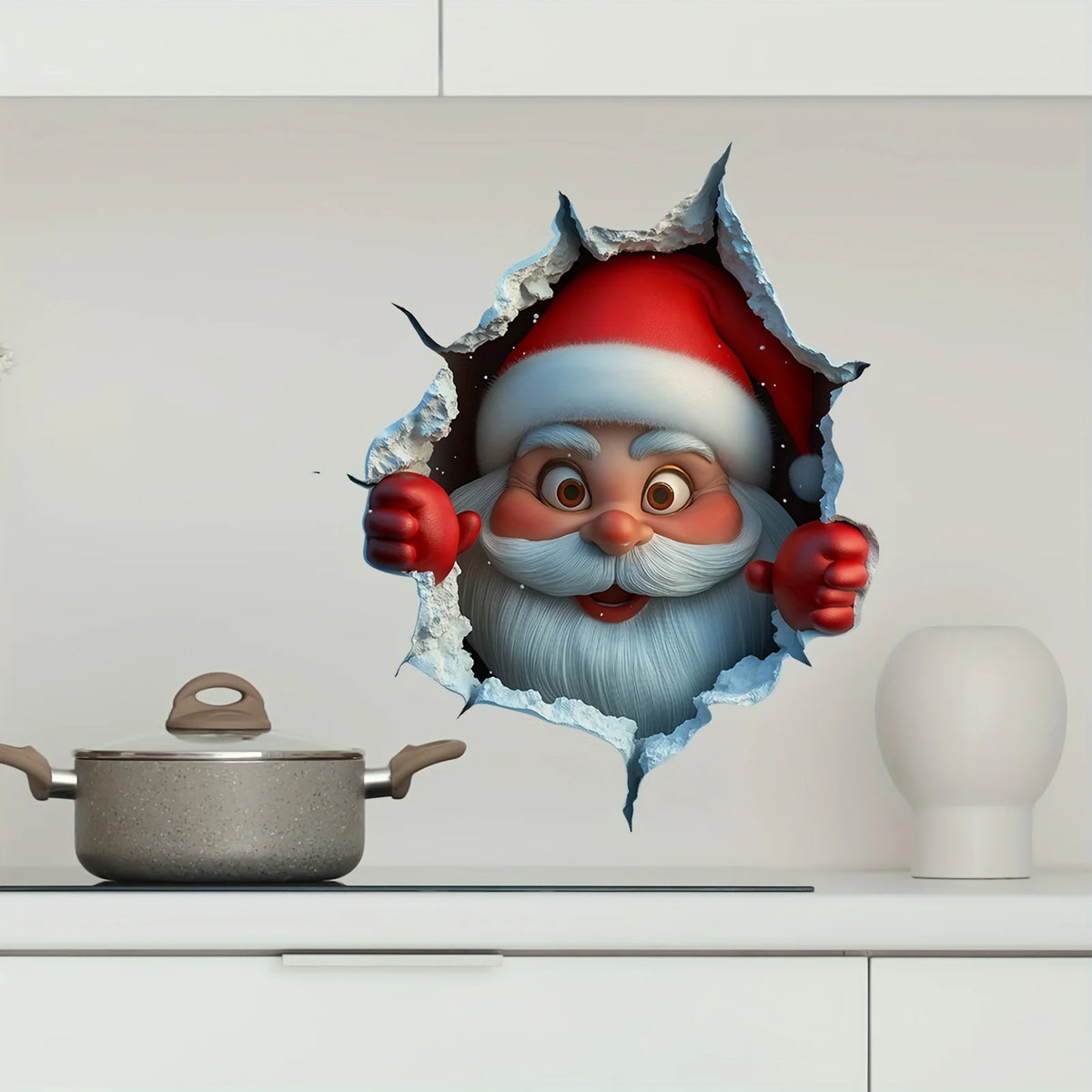 1PC Christmas Santa Wall Sticker – Waterproof PVC Peel-and-Stick Decal for Door, Window, Living Room, Home & Party Decor