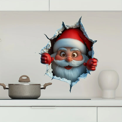 1PC Christmas Santa Wall Sticker – Waterproof PVC Peel-and-Stick Decal for Door, Window, Living Room, Home & Party Decor