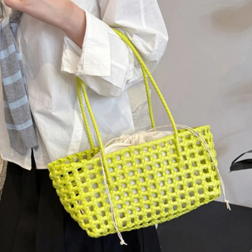 Bolso Cesta de Paja Tejido a Mano para Mujer – Bolso de Hombro de Ratán, Bolso de Playa de Verano para Mujer, Cartera de Viaje de Diseño para Compras, Vacaciones y Salidas Casuales