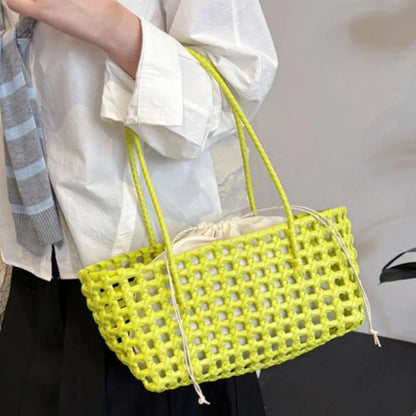 Bolso Cesta de Paja Tejido a Mano para Mujer – Bolso de Hombro de Ratán, Bolso de Playa de Verano para Mujer, Cartera de Viaje de Diseño para Compras, Vacaciones y Salidas Casuales