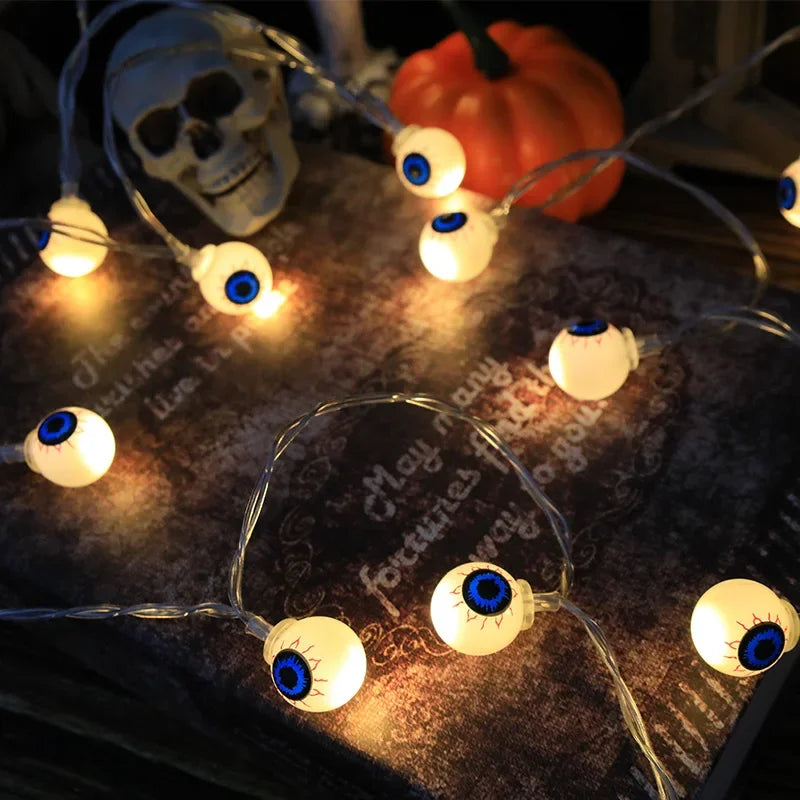 Halloween LED String Lights – Pumpkin, Skull & Eyeball Shaped Lanterns for Trick or Treat, Party, Haunted House & Horror Decor