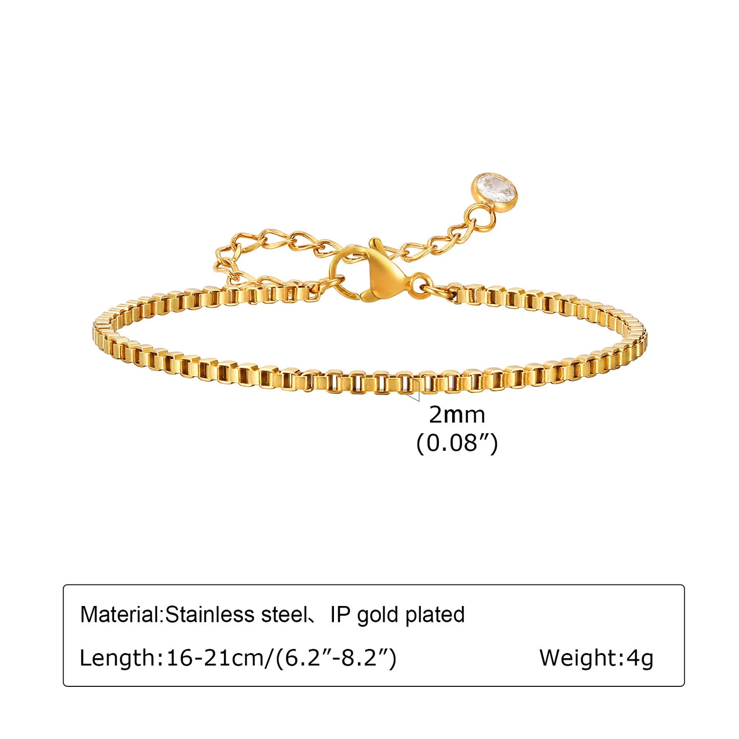 Non-Tarnish Stainless Steel Herringbone Bracelet – Gold Plated Waterproof Stackable Chain Bracelet for Women | Fashion Jewelry Gift