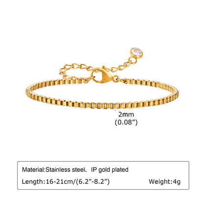 Non-Tarnish Stainless Steel Herringbone Bracelet – Gold Plated Waterproof Stackable Chain Bracelet for Women | Fashion Jewelry Gift