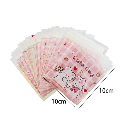 100/200PCS Cute Bear Self-Adhesive Treat Bags for Cookies, Candy, Biscuits, Snacks, Wedding Favors & Gift Packaging
