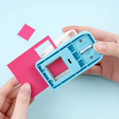 Perforadora de palanca para manualidades con diseño de sello postal rectangular de 1 x 0.8 pulgadas – Perforadora de papel para álbumes de recortes, tarjetas y manualidades de papel.