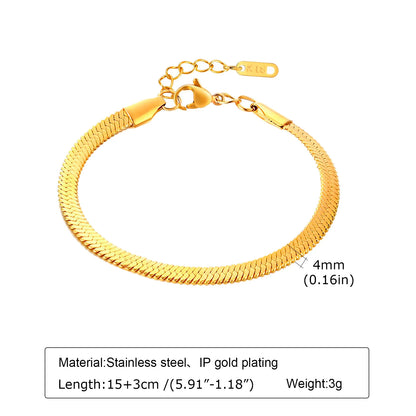 Waterproof Stainless Steel Chain Bracelet – Gold Plated Stackable Link Bracelet for Women | Trendy Fashion Jewelry Gift