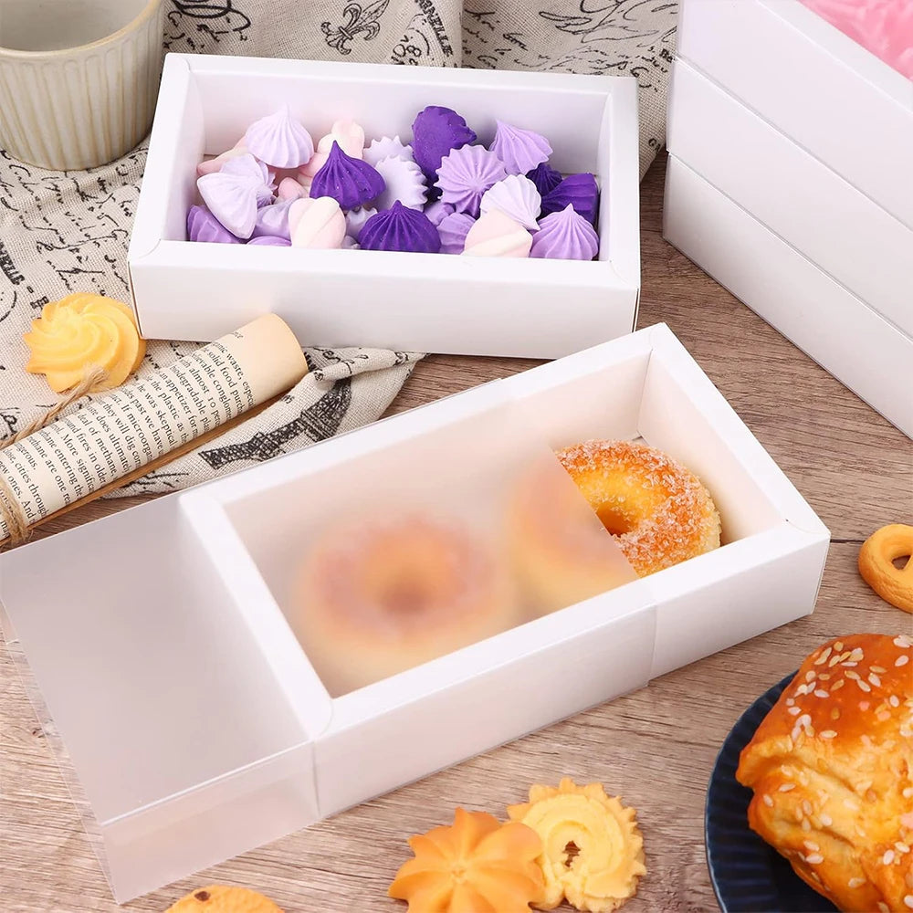 10PCS Pull-Out Kraft Paper Gift Boxes with Clear Window for Jewelry, Gifts, Weddings, Birthdays & Business Packaging