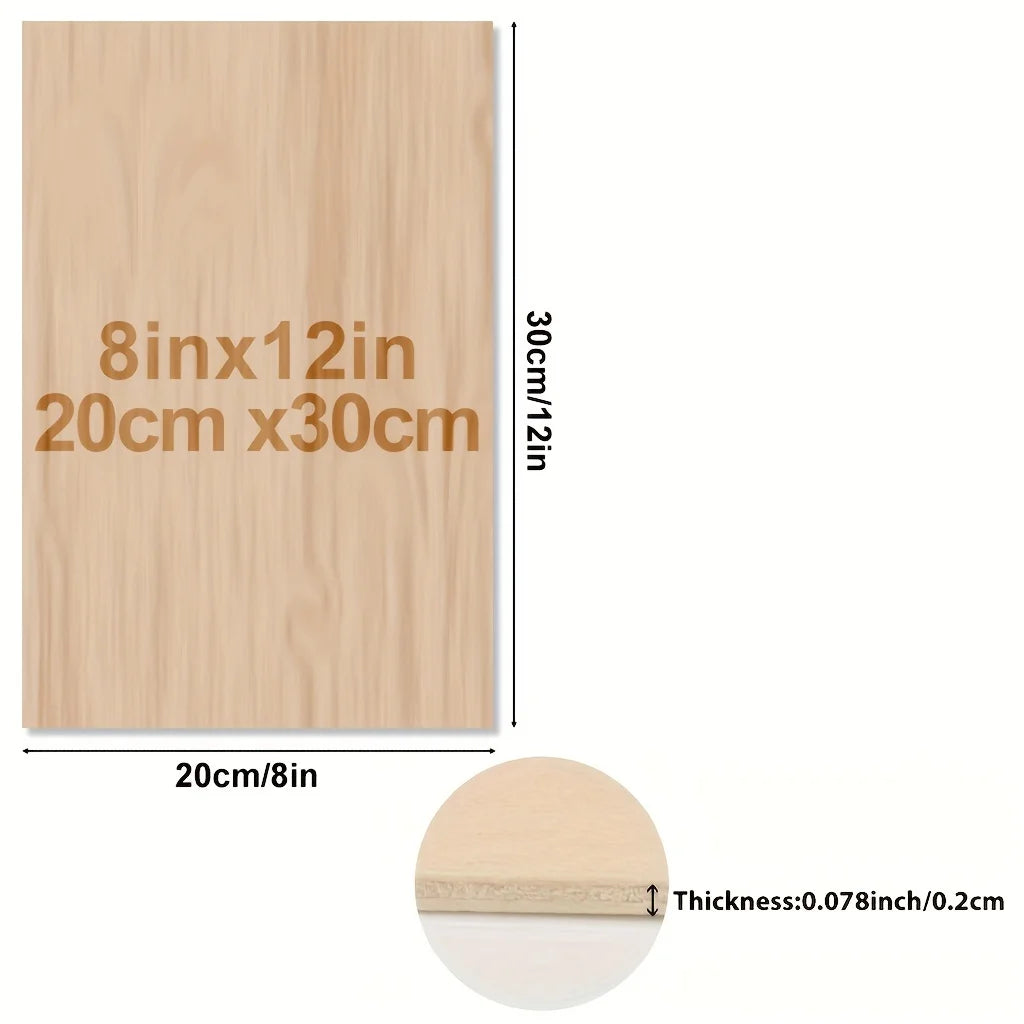 Feuilles de contreplaqué de tilleul (4 à 48 pièces) – Panneaux de bois de 20 × 30 cm découpés au laser de 2 mm pour les loisirs créatifs, la gravure laser, la peinture et la fabrication de modèles