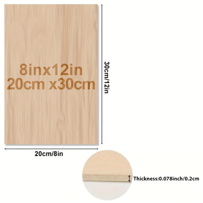 Feuilles de contreplaqué de tilleul (4 à 48 pièces) – Panneaux de bois de 20 × 30 cm découpés au laser de 2 mm pour les loisirs créatifs, la gravure laser, la peinture et la fabrication de modèles