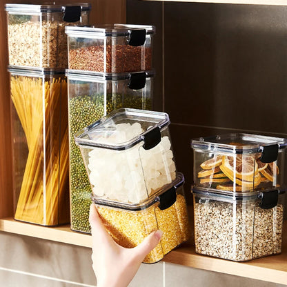 Juego de recipientes herméticos de cocina – Contenedores grandes de plástico para granos con tapas a prueba de humedad para almacenar alimentos y condimentos
