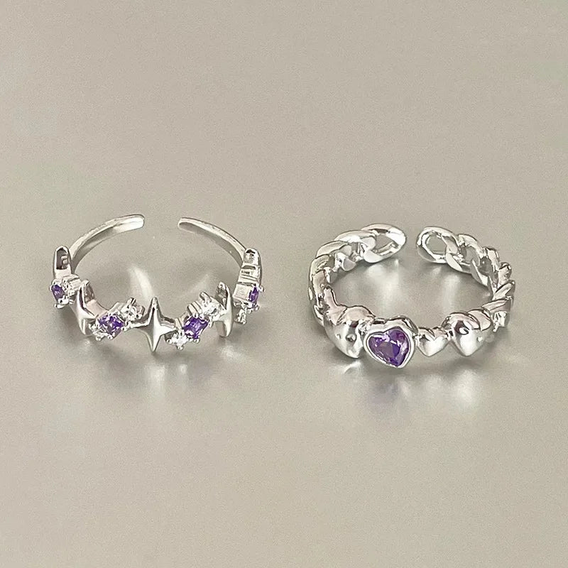 Anillo Ajustable Vintage Cruz y Estrella Irregular – Anillo Abierto Gótico Punk Plateado para Pareja, Hombre y Mujer | Joyería de Regalo Y2K E-Girl