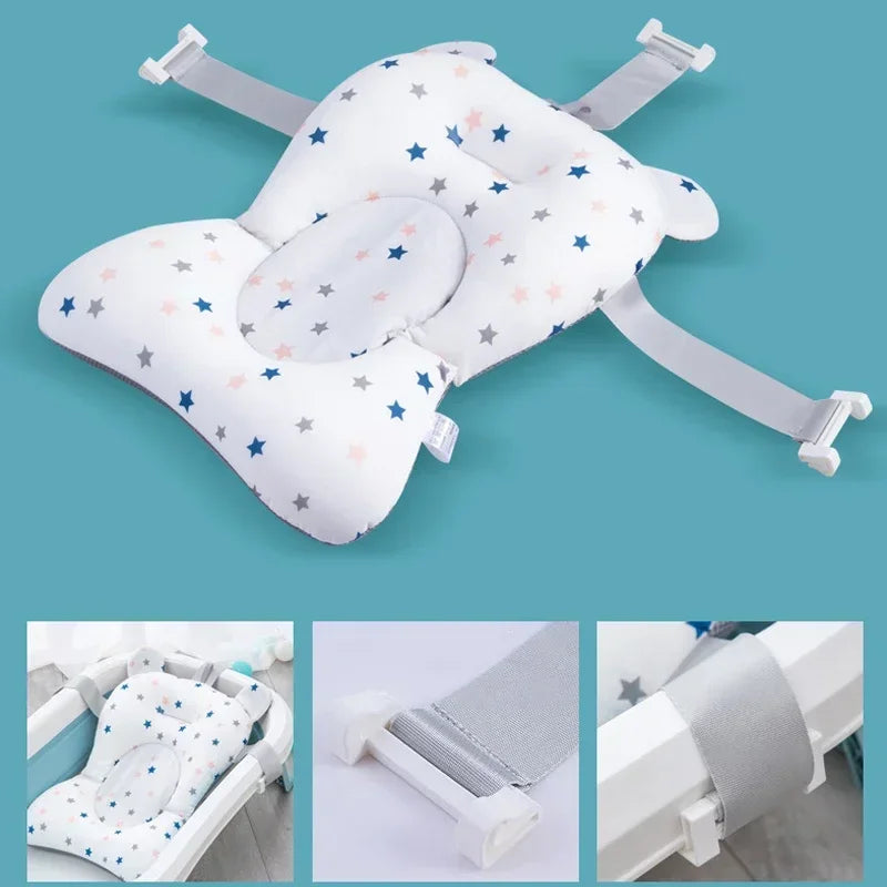 Portable Baby Bath Support Cushion – Adjustable Newborn Bathtub Pad & Foldable Infant Bath Seat