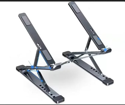 Adjustable Aluminum Laptop Stand – Foldable Notebook Holder with Heat Dissipation Design for MacBook, PC, Tablet & Desktop Computer Setup