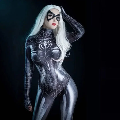 Spider Superhero Women Cosplay Costume – Black Cat 3D Print Bodysuit Jumpsuit