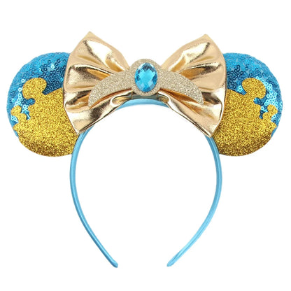 Diadema de orejas de Mickey Mouse de Lilo & Stitch – Lazo de lentejuelas de 5" Accesorio para el cabello de dibujos animados para mujeres y niñas | Diadema para fiestas y festivales