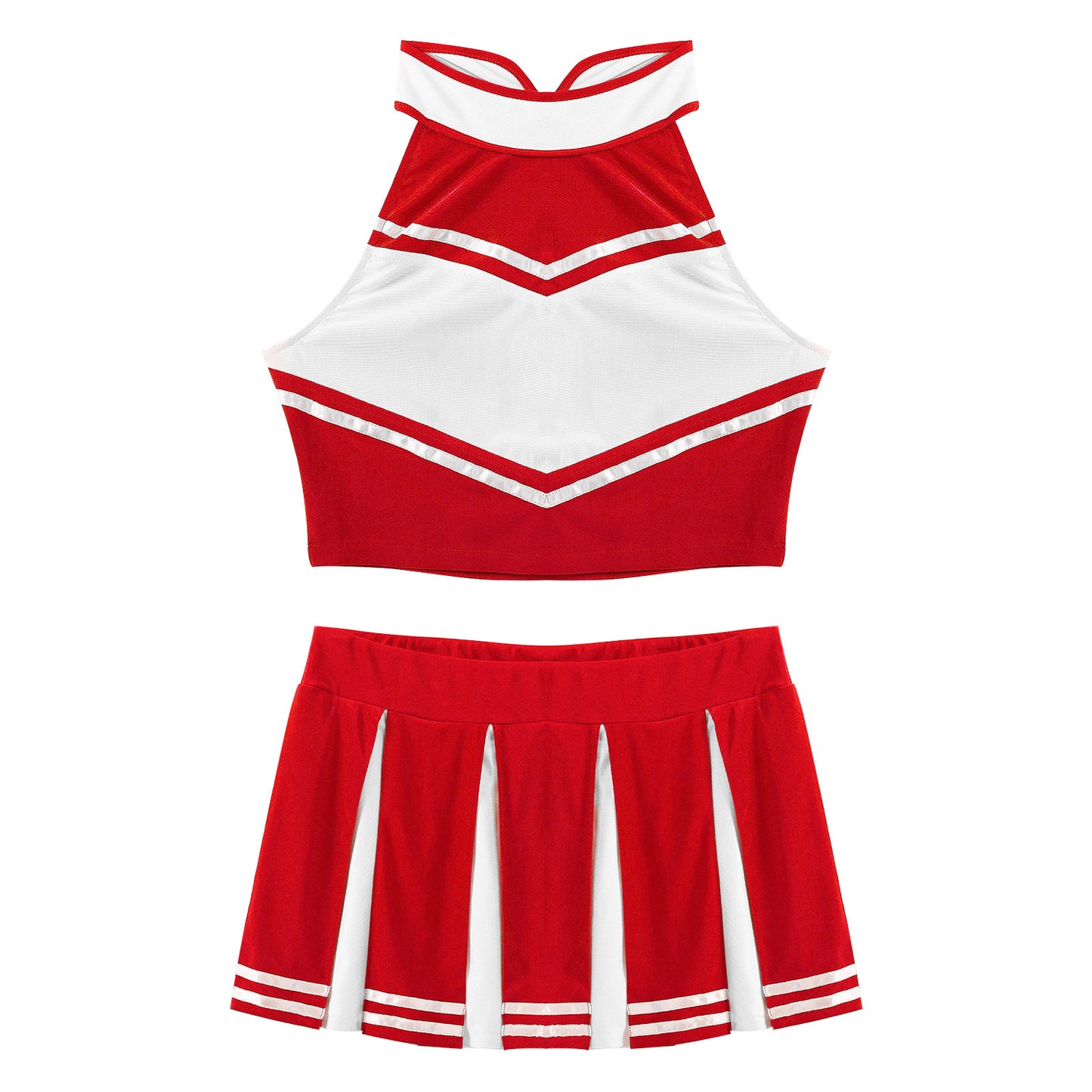 Women’s Cheerleader Cosplay Costume – Uniform Set (Crop Top + Mini Pleated Skirt, Carnival Outfit)