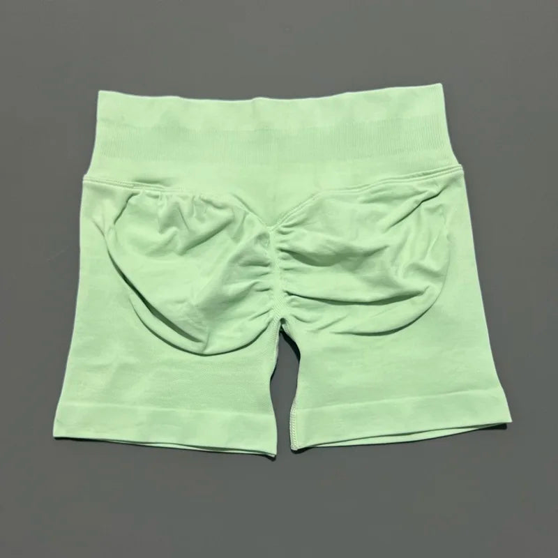 Pantalones cortos de gimnasio sin costuras con efecto Scrunch Butt para mujer – Pantalones cortos de yoga de cintura alta para correr, entrenar, fitness y ropa deportiva