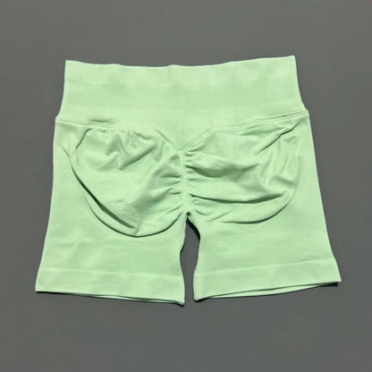 Pantalones cortos de gimnasio sin costuras con efecto Scrunch Butt para mujer – Pantalones cortos de yoga de cintura alta para correr, entrenar, fitness y ropa deportiva