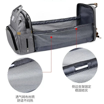 Sac à langer de grande capacité pour bébés avec matelas à langer – Sac à langer de maternité imperméable pour mamans avec rangement pour biberons et lit de bébé