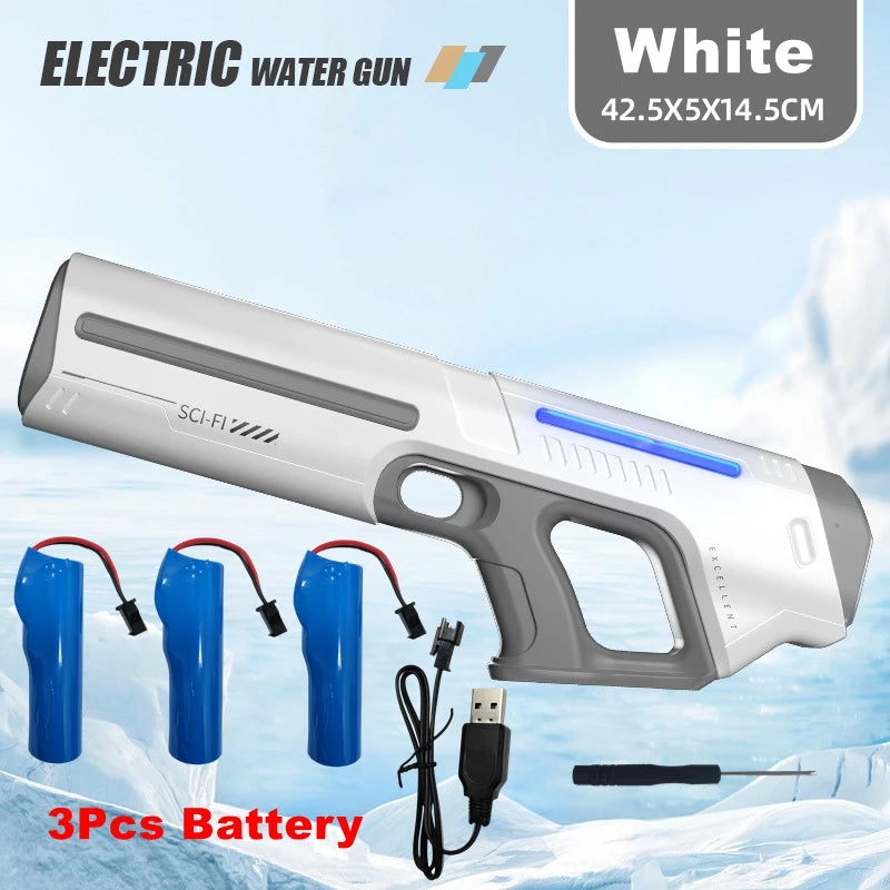 Pistolet à Eau Électrique pour Adultes – Puissant Lanceur d'Eau Automatique avec Grand Réservoir d'Eau pour Piscine d'Été, Plage et Jeux Aquatiques Extérieurs