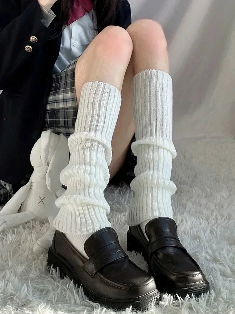 Calentadores de piernas de punto Lolita para mujer – Puños largos de ganchillo para botas y calentadores de pies de invierno Y2K (40–70 cm)