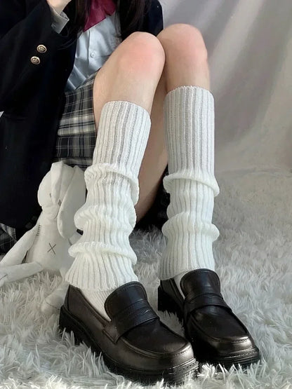 Calentadores de piernas de punto Lolita para mujer – Puños largos de ganchillo para botas y calentadores de pies de invierno Y2K (40–70 cm)