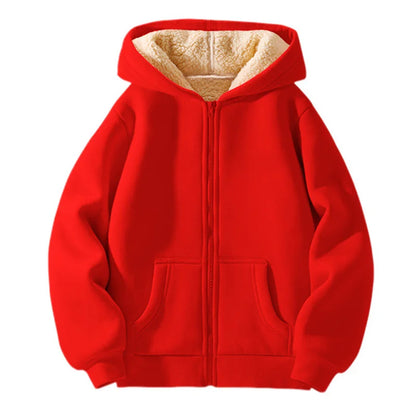 New Boys Girls Casual Jackets Kids Padded Thickened Lambwool Coats Children Warm Winter Hoodies Teenager Fashion Hooded Clothing