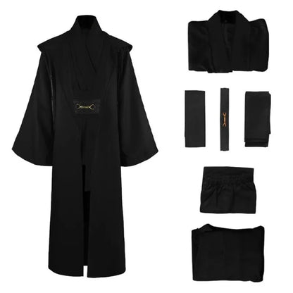 Obi-Wan Kenobi Men’s Jedi Costume – Adult Jedi Knight Robe, Hooded Tunic & Cloak Full Set for Halloween Cosplay & Dress-Up