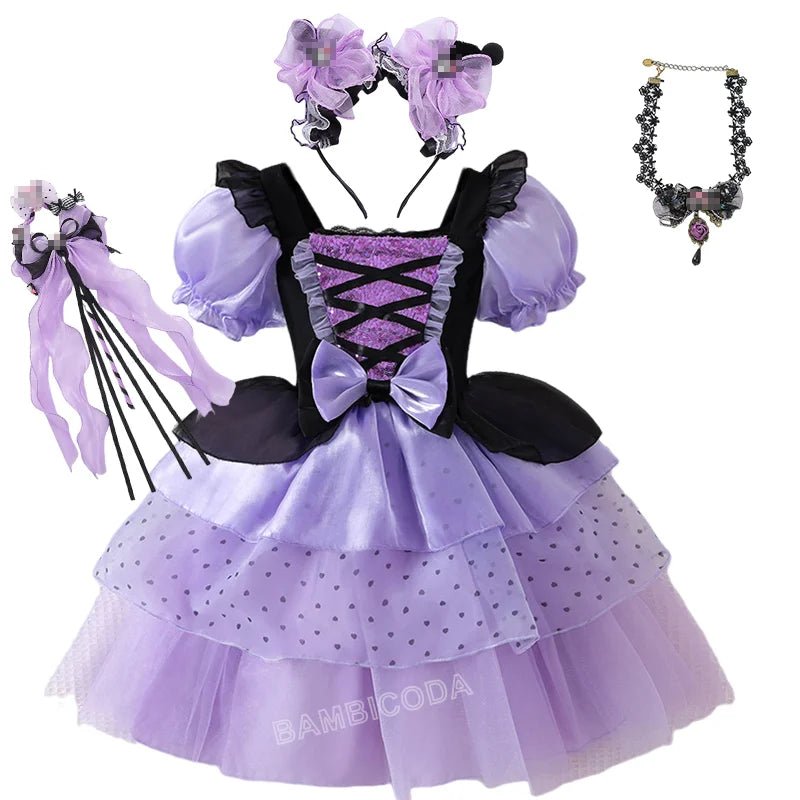 2026 Gothic Lolita Witch Costume Dress – Japanese-Inspired Ruffle Bow Princess Dress for Halloween, Christmas & Parties