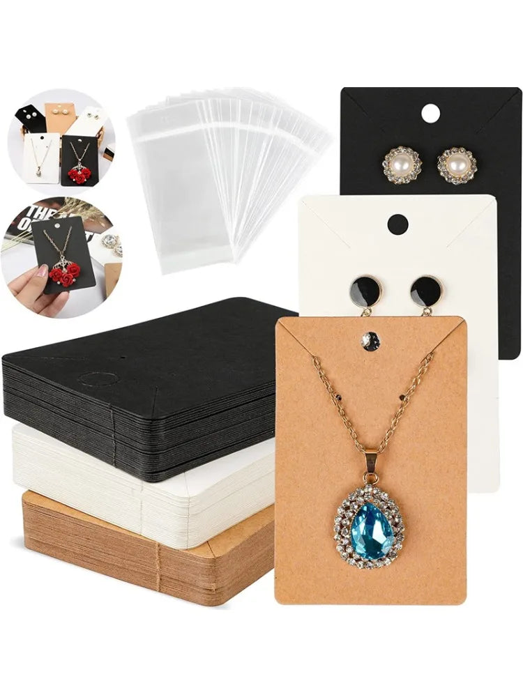 50PCS 6×9cm Blank Jewelry Display Cards for Necklaces, Earrings & Ear Studs