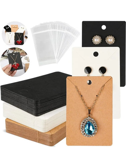 50PCS 6×9cm Blank Jewelry Display Cards for Necklaces, Earrings & Ear Studs