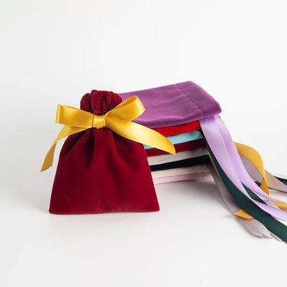 10 Bolsas de Terciopelo con Cordón – Bolsitas de Regalo con Cinta 10x12cm para Empaque de Joyas, Recuerdos de Boda, Almacenamiento de Viaje y Dulces