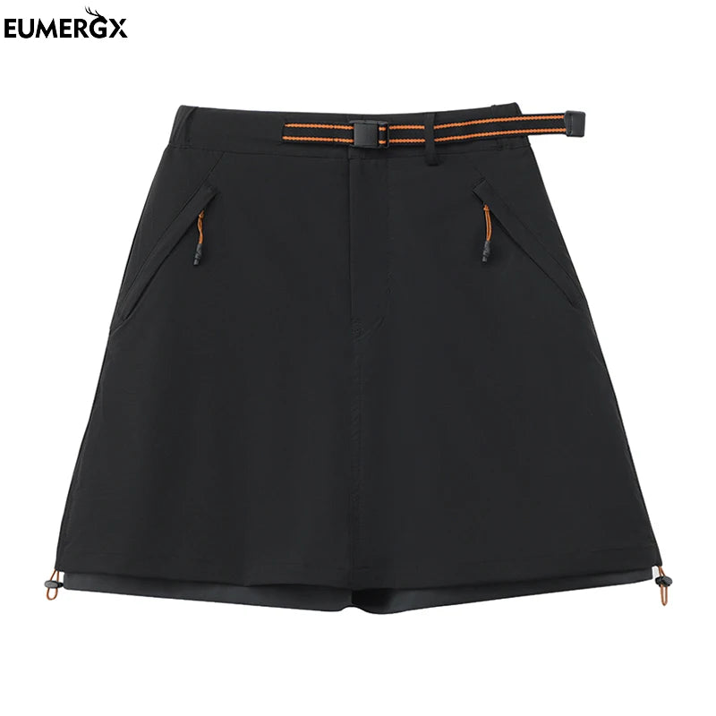 EUMERGX Women's Stretch Hiking Skort – Lightweight Outdoor Shorts Skirt for Camping, Climbing, Running & Workwear, Comfortable Activewear