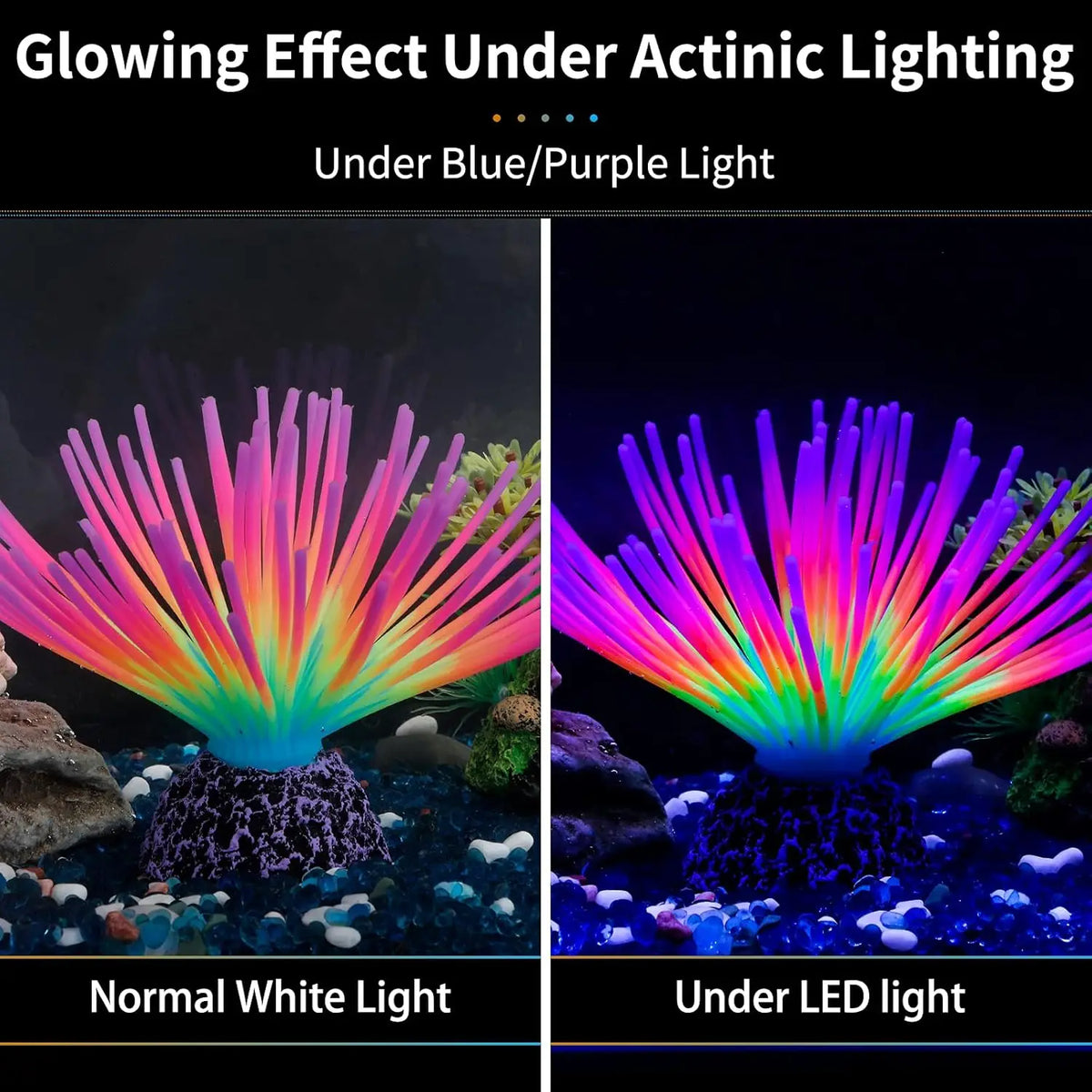Glowing Rainbow Sea Urchin Aquarium Ornament – Artificial Silicone Ball Decoration with Luminous Effect for Fish Tank Aquascaping & Landscape Decor