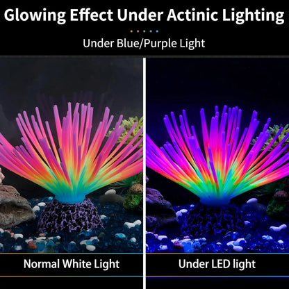 Glowing Rainbow Sea Urchin Aquarium Ornament – Artificial Silicone Ball Decoration with Luminous Effect for Fish Tank Aquascaping & Landscape Decor