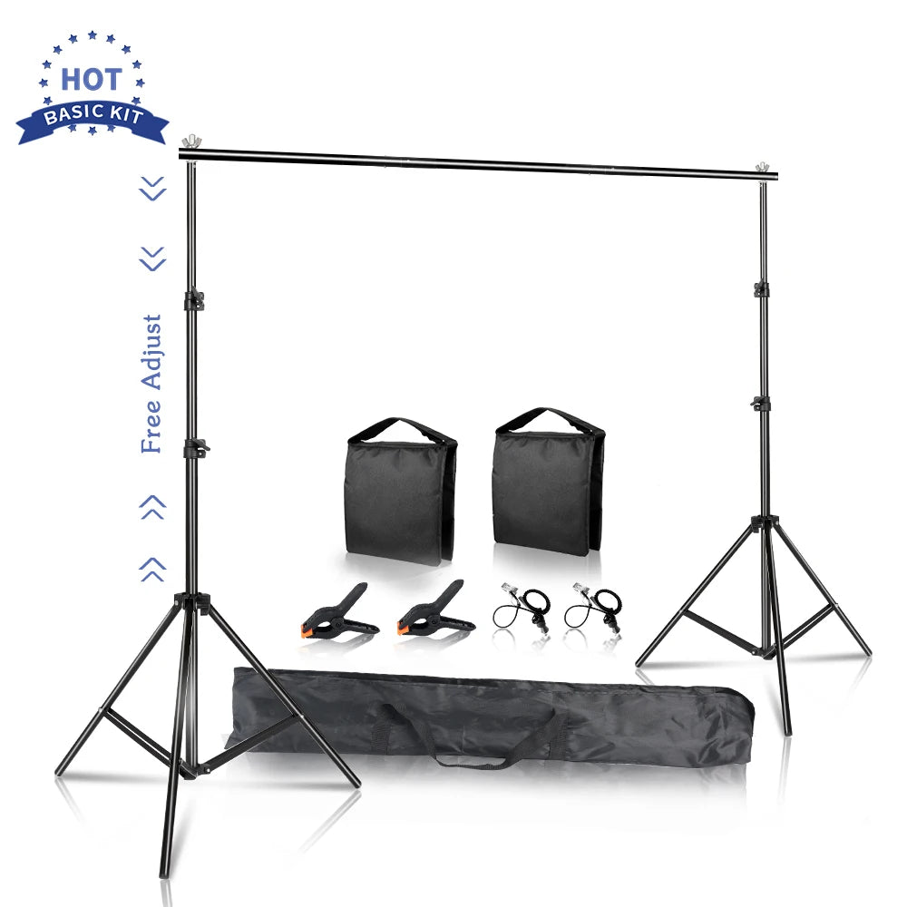 Photography Backdrop Stand Kit – Photo Studio Background Support System with Carry Bag