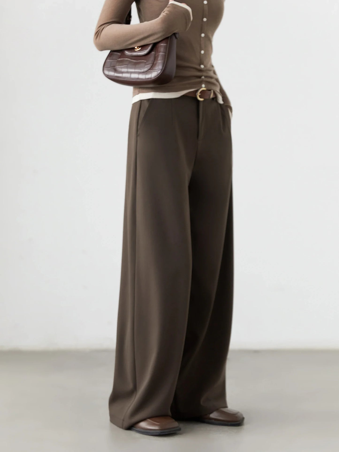 CHIC VEN Women's Solid Trousers – Casual Straight-Leg & Wide-Leg Suit Pants for Spring & Autumn