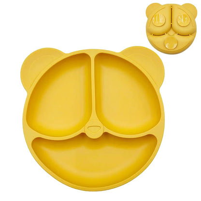Assiette à ventouse en silicone pour bébé – Assiette repas sourire pour tout-petits avec compartiments, vaisselle pour enfants sans BPA