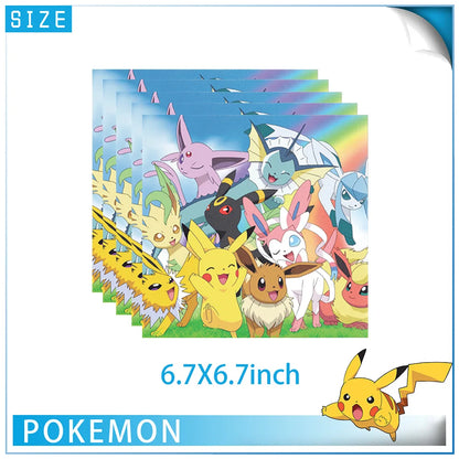 Pokémon Pikachu Paper Napkins (20/40/60/100pcs) – Birthday Party Supplies for Kids, Boys & Girls Birthday Decorations & Gifts