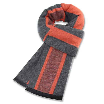 Écharpe d'hiver en imitation cachemire pour homme, douce à carreaux, chaude en mélange de laine, longue, châle, cache-col