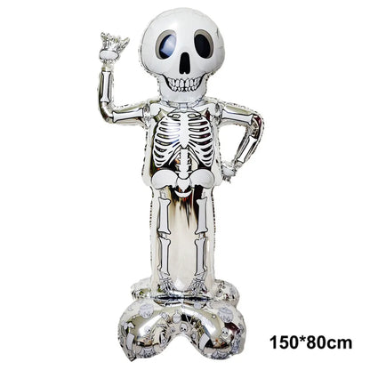 Large Halloween Standing Foil Balloons – Haunted House, Castle, Skull, Coffin & Witch Mylar Balloons for Halloween Party Decorations