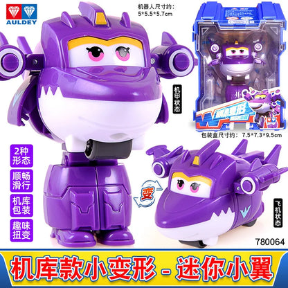Super Wings Mini Transforming Plane Robot Toy – Anime-Style Deformation Action Figure, Transformable Aircraft Toy for Kids & Christmas Gifts