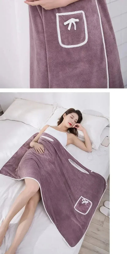 Women’s Wearable Bath Towel 85×140cm – Fast Drying Shower, Beach, Spa & Gym Bathrobe Wrap