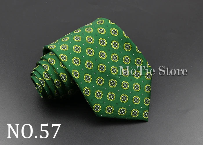 Men's 7.5cm Soft Silk Necktie – Floral & Dot Pattern Tie for Weddings, Business, Parties & Formal Wear