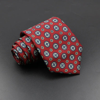 Men's 7.5cm Soft Silk Necktie – Floral & Dot Pattern Tie for Weddings, Business, Parties & Formal Wear