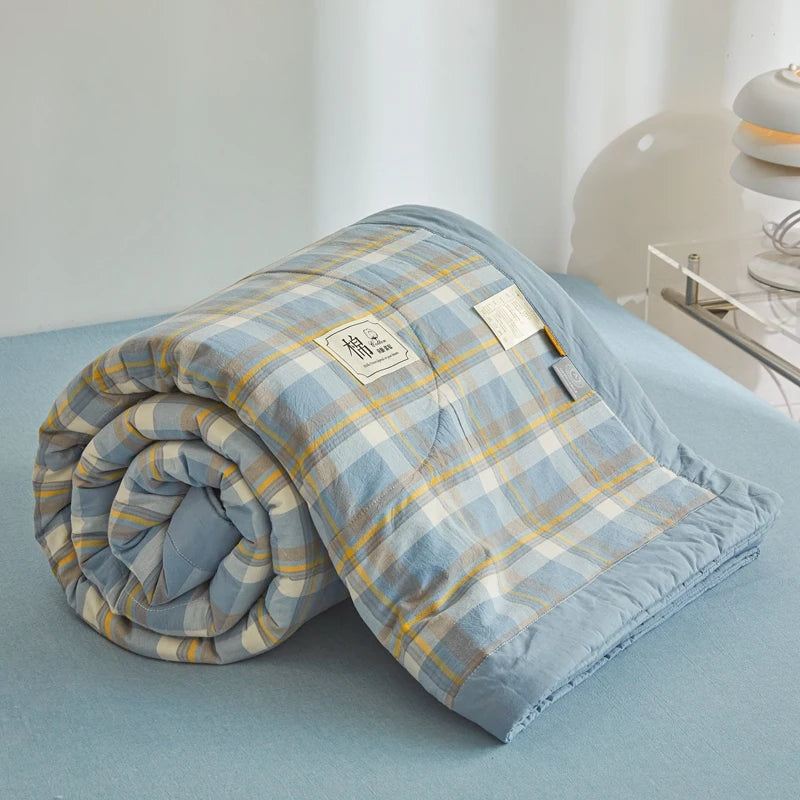 100% Cotton Summer Quilt – Lightweight Long Staple Cotton Comforter for Twin, Queen & Double Beds