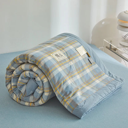 100% Cotton Summer Quilt – Lightweight Long Staple Cotton Comforter for Twin, Queen & Double Beds