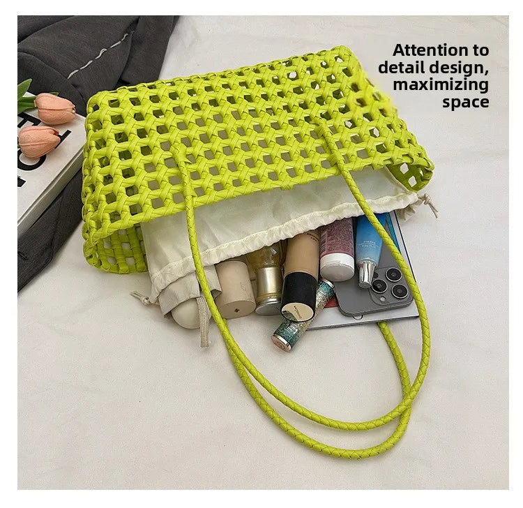 Bolso Cesta de Paja Tejido a Mano para Mujer – Bolso de Hombro de Ratán, Bolso de Playa de Verano para Mujer, Cartera de Viaje de Diseño para Compras, Vacaciones y Salidas Casuales