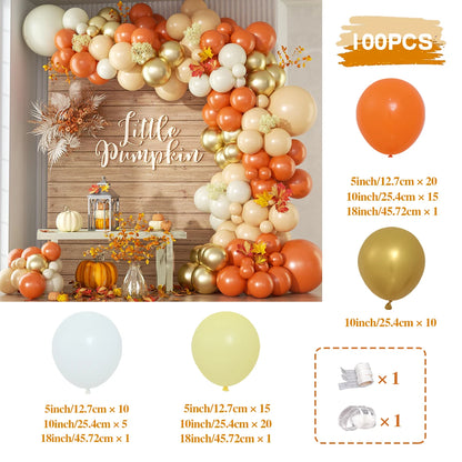 Matte Orange, Yellow, White & Gold Balloon Garland Arch Kit – Wedding, Baby Shower, 1st Birthday & Party Decorations